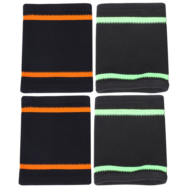 Set 4 benzi sportive pentru incheietura, elastic, absorbant transpiratie, 10x8x1cm, multicolor