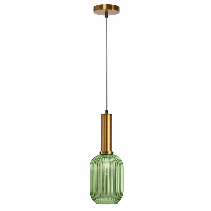 Lustra suspendata Toolight APP459-1CP sticla verde 15x20cm 90cm cablu