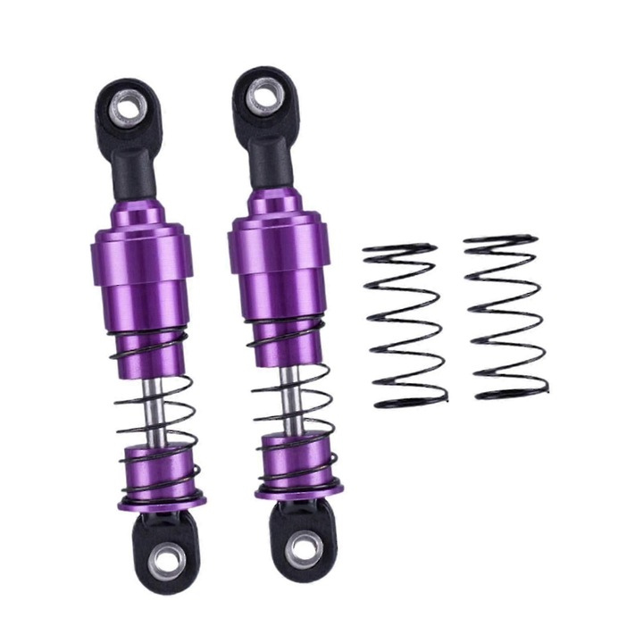 Fém lengéscsillapítók RC 1:10 autókhoz, 2 db-os szett, lila, 8.5cm