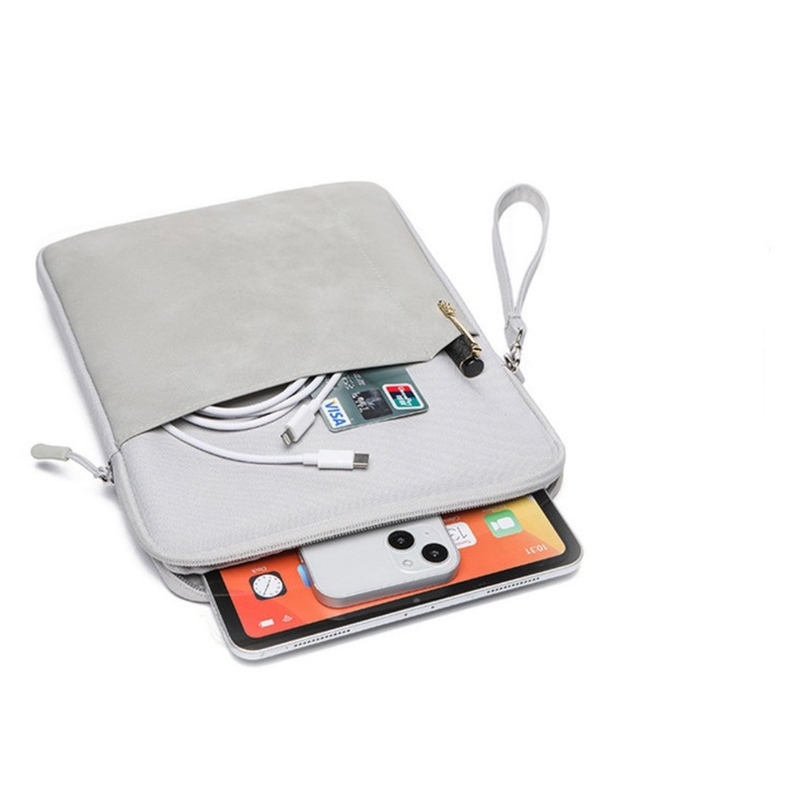 Laptop tok, univerzális 9,7-10,8 hüvelykes képernyőkhöz, vízálló, kopás- és ütésálló, szürke