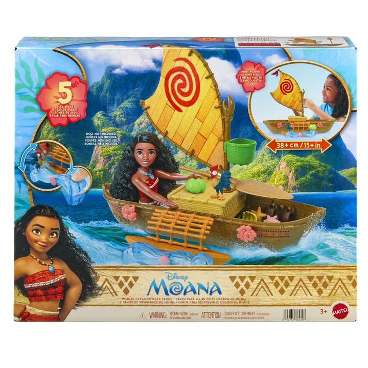 Moana csónak kenu figura készlet, 38cm, 5 játéktér, tematikus kiegészítőkkel