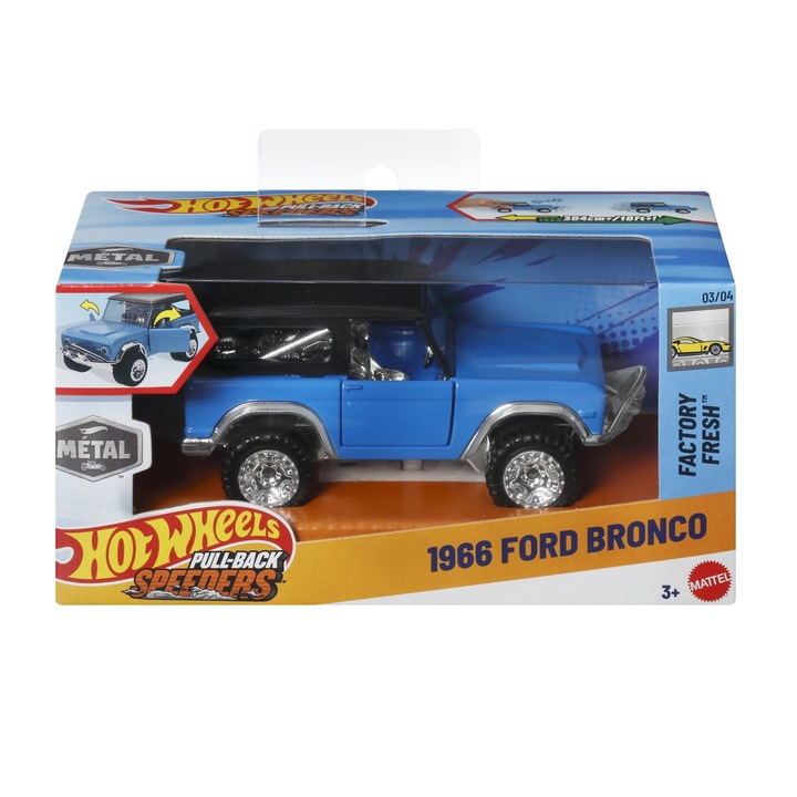 Masinuta metalica Hot Wheels Ford Bronco 1966, scara 1:43, multicolor