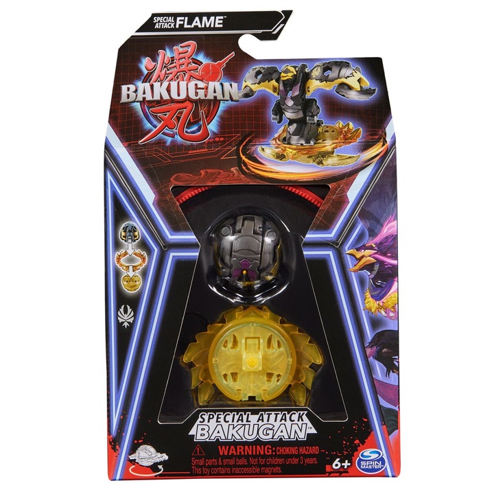 Фигурка Bakugan, Spin Master, Специален Атакуващ Комплект Flame, многоцветен, включва топка, карта-герой
