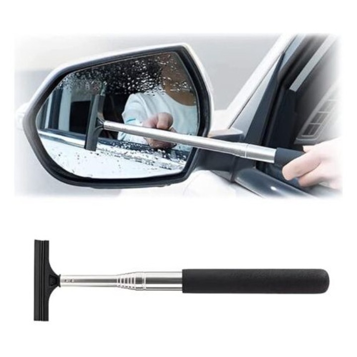 Racleta geam auto retractabila, 21.2x98cm, negru/argintiu