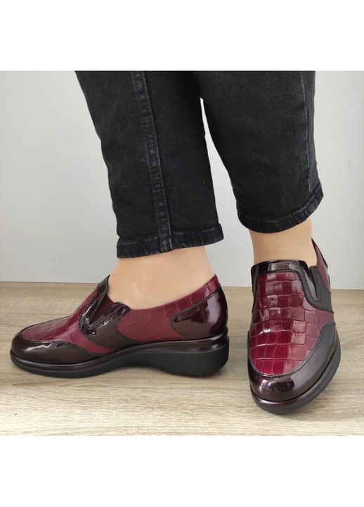 Pantofi Casual Dama Pitillos 10024 Bordo Croco - Bordo, 37