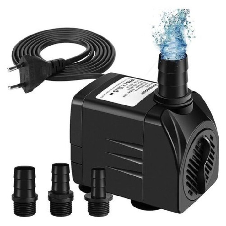 Merülő szivattyú, 25W, 1800l/h, csendes, tapadókorongokkal, tóhoz, akváriumhoz, kerti használatra