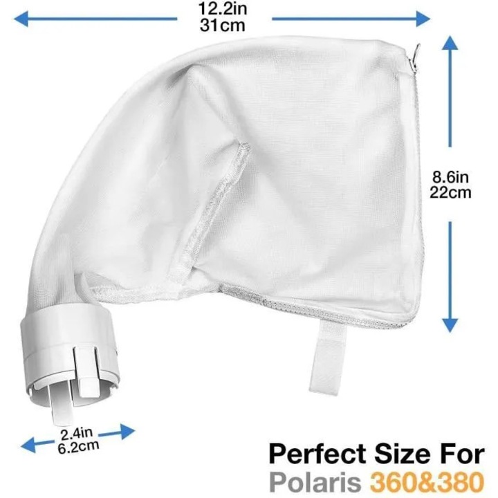 Sac de filtrare pentru piscina, nylon, rezistent, 2 deschideri, dimensiuni standard