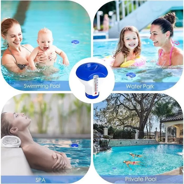 Dispozitiv plutitor pentru piscina, 5 inch, albastru