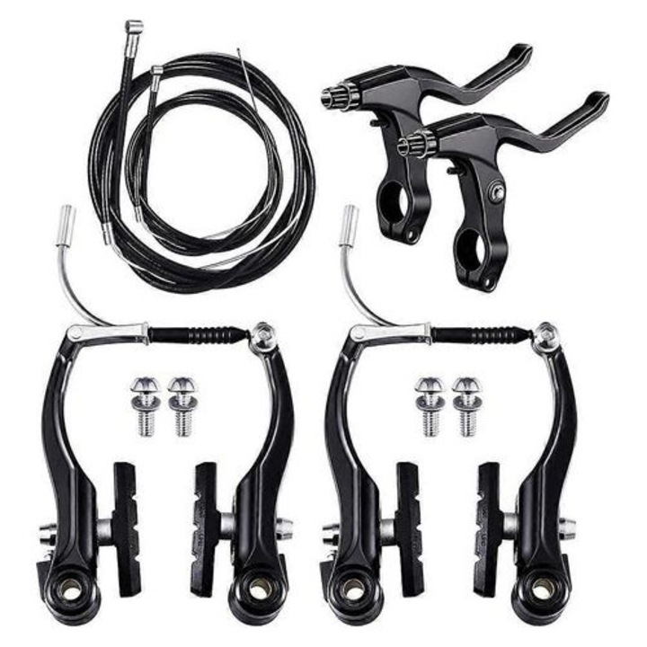 Комплект V-Brake спирачки, 6 части, алуминий, черен, универсален, 22.2мм