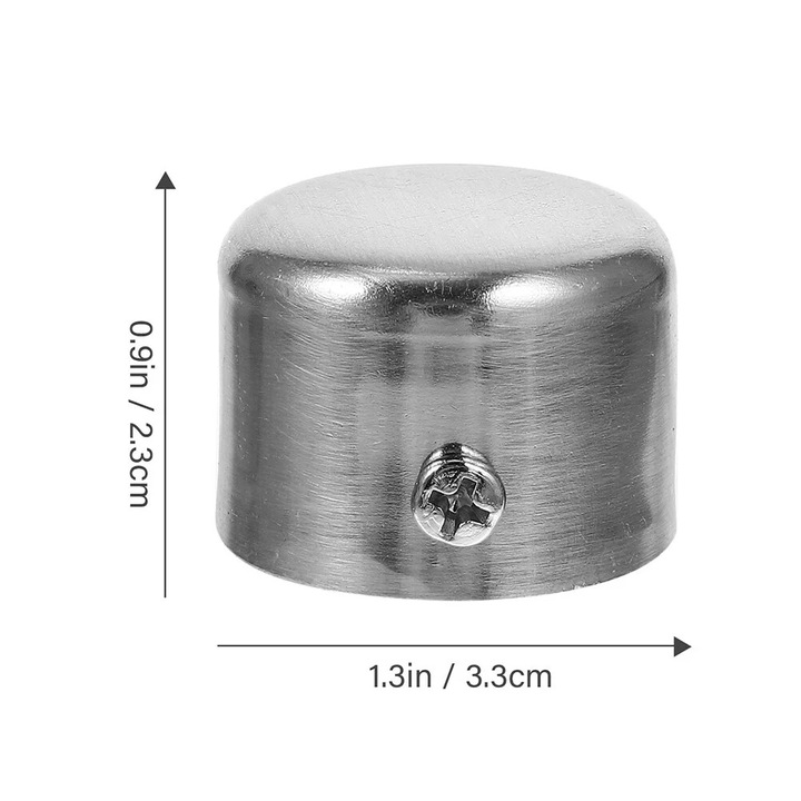 Set 4 capete pentru bara perdea, aliaj, argintiu, 3.3x3.3x2.3cm
