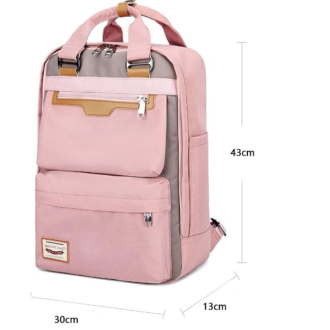 Rucsac laptop 14 inch, rezistent la apa, roz, 30x43x13cm