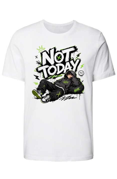 Férfi fehér Not Today póló, Fehér