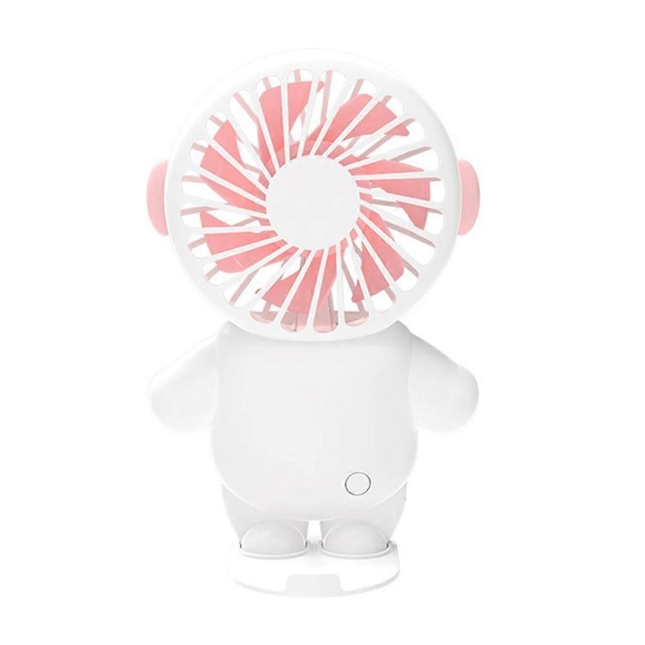 Mini hordozható ventilátor, rózsaszín, 3 sebességes, USB, 10x5x3cm