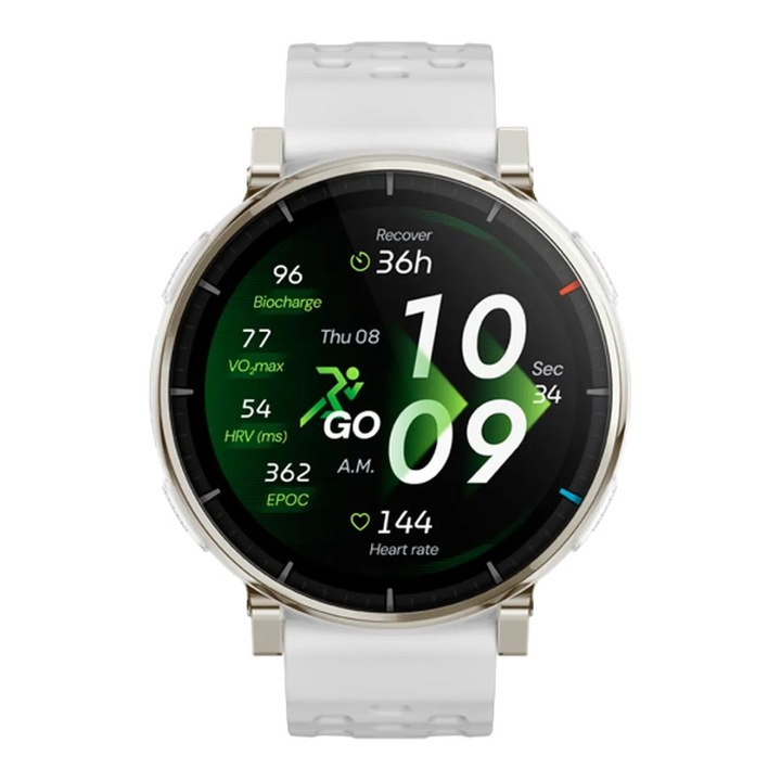 Amazfit Active 3 Premium NFC 1 "32", iOS, Android, >1 hét, Vízálló, 5 ATM, Bluetooth, GPS, Gyroscope, NFC, Pulzusmérő, Gyorsulásmérő, Üzenet és hívás kezelése, Mikrofon, Alvás figyelés, Elégetett kalória kijelzés, Zene vezérlése, Tok mérete: 45x45x11 mm