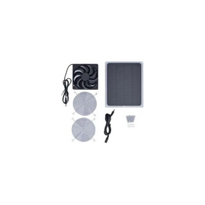 Вентилатор с монокристален соларен панел 6W 18.5x21.5cm USB 5V