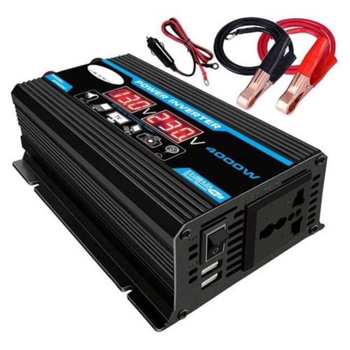 Инвертор за кола 4000W 12V към 220V/110V LED компактен
