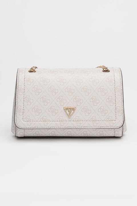 GUESS, Geanta crossbody din piele ecologica cu model monograma Noelle, Bej deschis