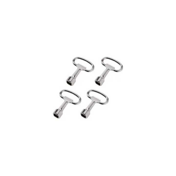 4 db négyzetkulcs készlet mérőórákhoz, cinkötvözet, ezüst, 13x8x8mm