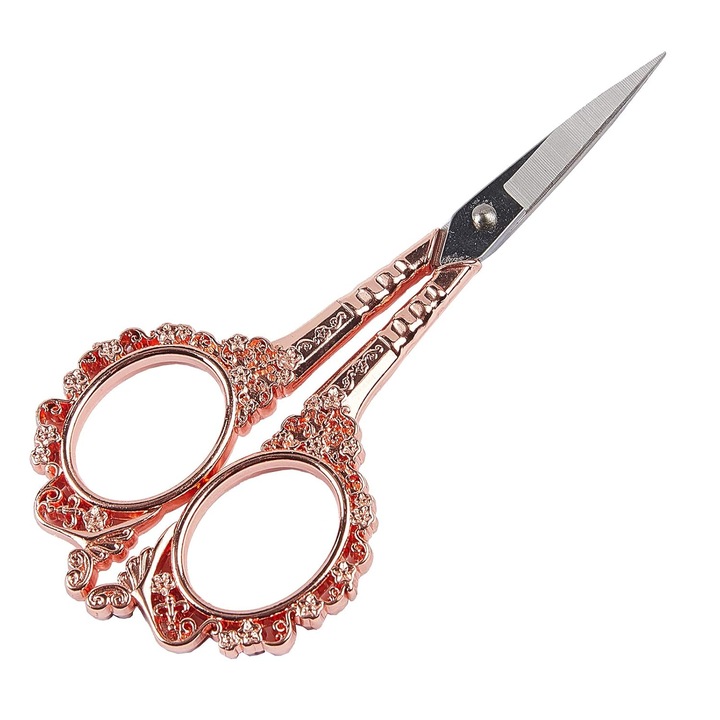Vintage manikűr olló, rozsdamentes acél, precíziós, rózsaarany, 12cm