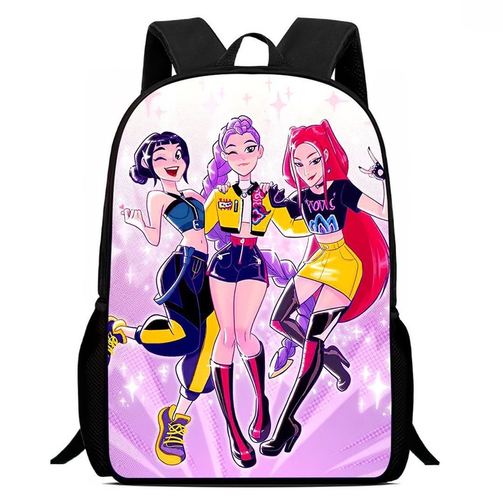 Pasztell lila iskolatáska K-Pop lánycsoport mintával 30x45cm