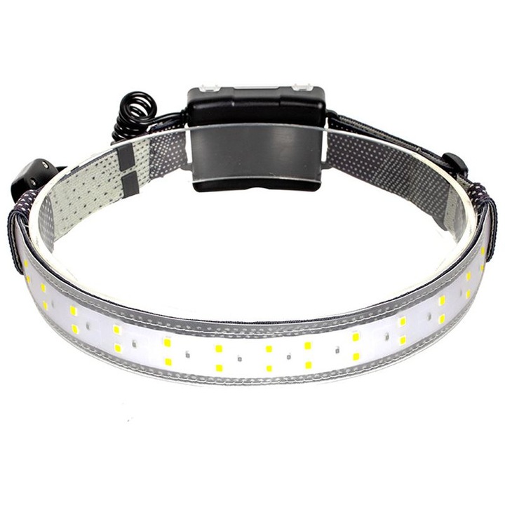 Fejlámpa, LED, vízálló, AA elemmel működik, fekete