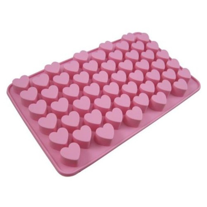 Moua de silicon pentru prajituri 55 inimi, 18x11cm, multicolor