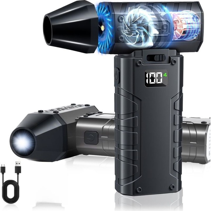 Uscator de par portabil, 130000 RPM, LED, USB-C, 250g