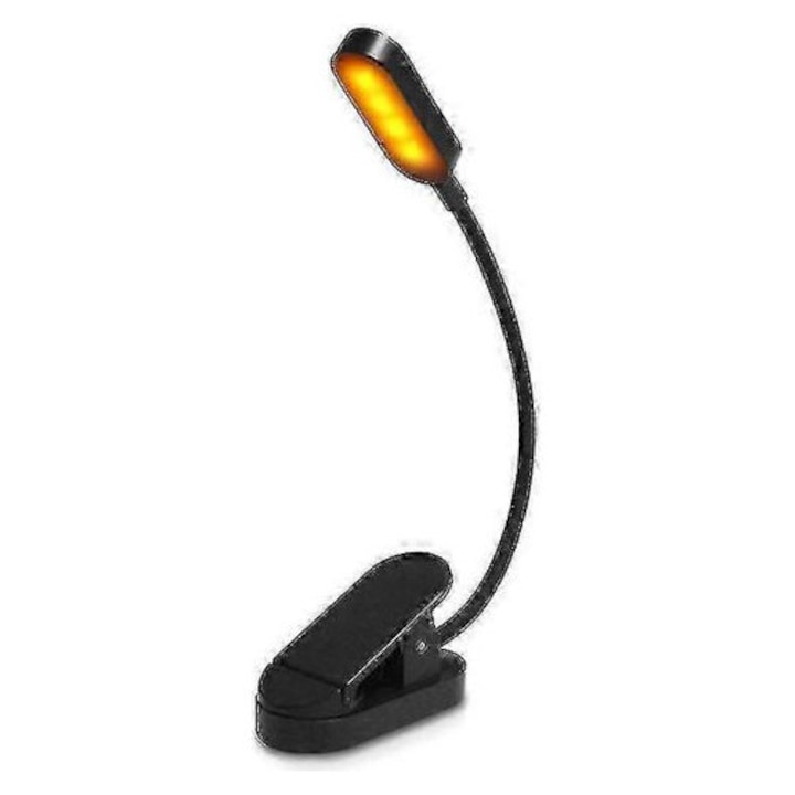 Lampa de lectura LED cu clema, 3 moduri, reglabila, compacta, pliabila, USB, 9 LED, 1000mAh, 5-7h autonomie