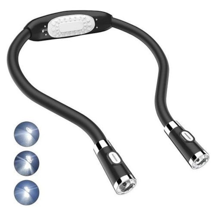 Lampa de citit LED flexibila, fara maini, negru, 60cm