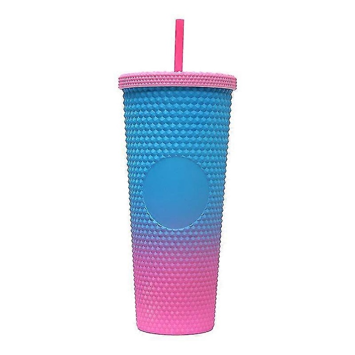 Duplafalú gradiens műanyag pohár szívószállal 700-800ml