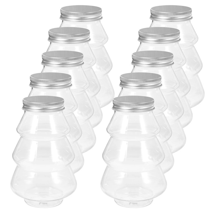 YANYXR PET palack készlet, 10 db, 500ml, karácsonyfa forma, átlátszó, 14x8.5x8.5cm