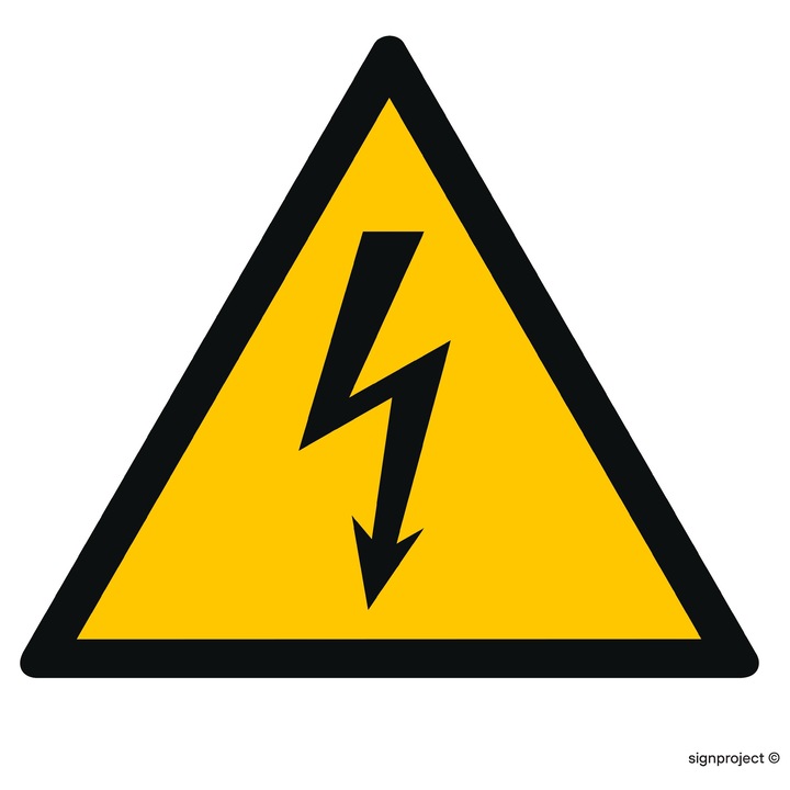 Semn avertizare tensiune electrica SignProject, fotolumineszcens matrica, 50x50cm