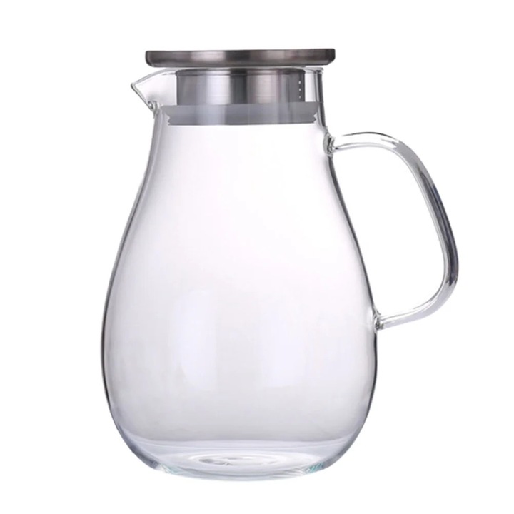 YANYXR üveg és rozsdamentes acél teáskanna, nagy kapacitású, hordozható fogantyú, 1.5L