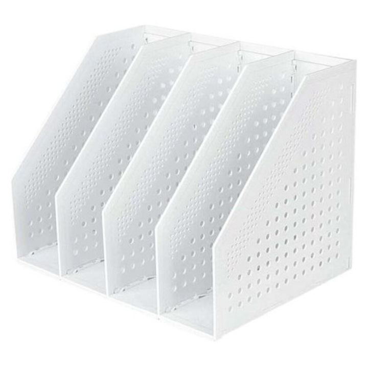 Összecsukható dokumentumtartó, 4 rekeszes, fehér, 25,5 cm
