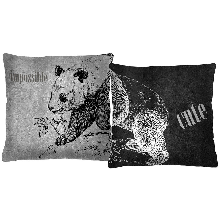 Bertoni Kameleon díszpárna szett, 2 db, velúr, fekete, 40x40cm