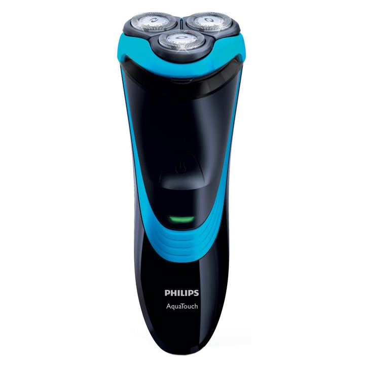 Aparat de ras AquaTouch Philips AT750/16, acumulator, 3 capete, negru/albastru