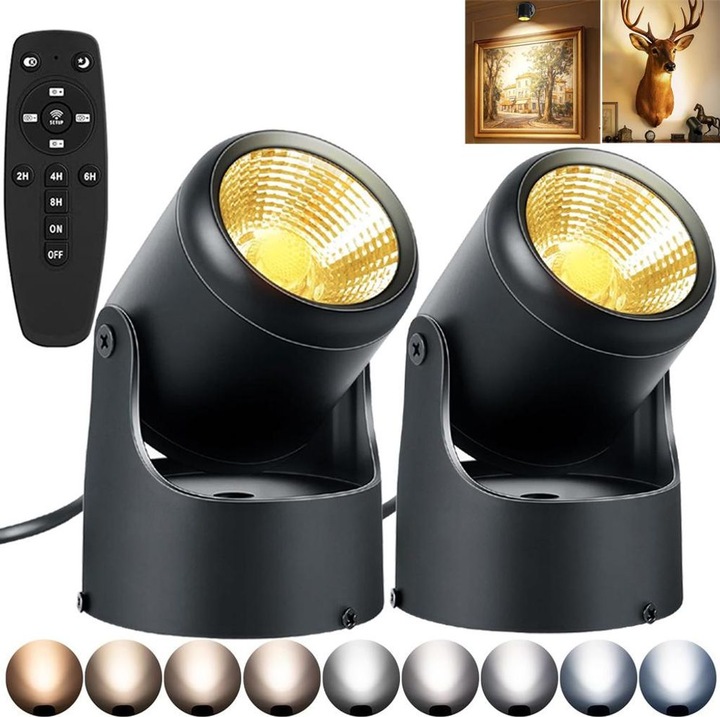 Spot LED dimabil, temperatura culoare variabila 2700-6500K, telecomanda, 7W, alb