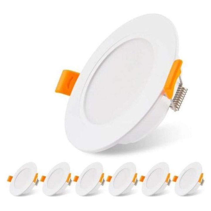 Set 6 spoturi LED incastrate, 5W, alb cald, 100x30mm, IP54