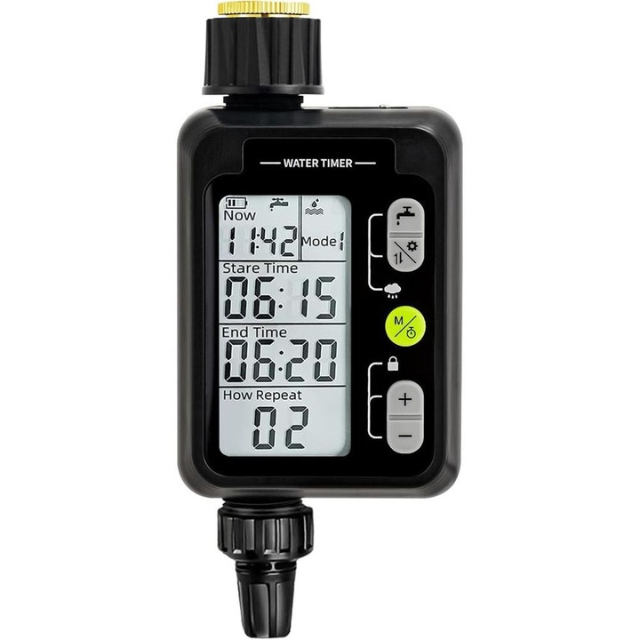 Автоматичен програматор за напояване, LCD, ABS, 18.5x9.5cm, AA батерии