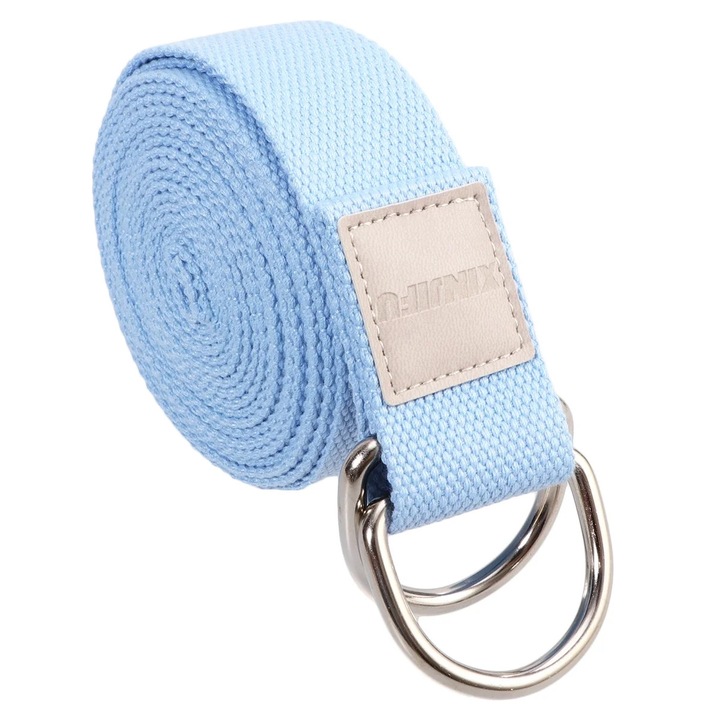 Banda de stretching 3.2m, bumbac, albastru deschis, 320x3.8x0.1cm