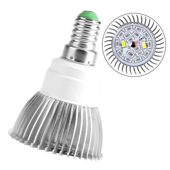 LED lámpa növényekhez 18W, 18 LED, alumínium, fehér