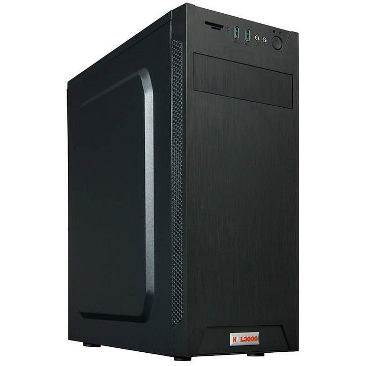 Számítógép asztali HAL3000 ProWork 122, Intel i3-12100, 8GB DDR4, 500GB SSD, fekete, 42.3x38.8x20cm