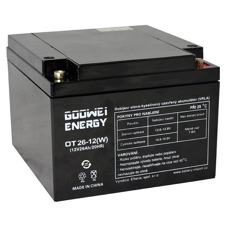 Acumulator VRLA GEL GOOWEI ENERGY 12V 26Ah 175x165x125mm
