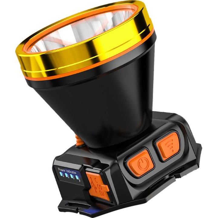 USB újratölthető fejlámpa, 55 LED, 90°-ban állítható, fehér, 2000mAh x2