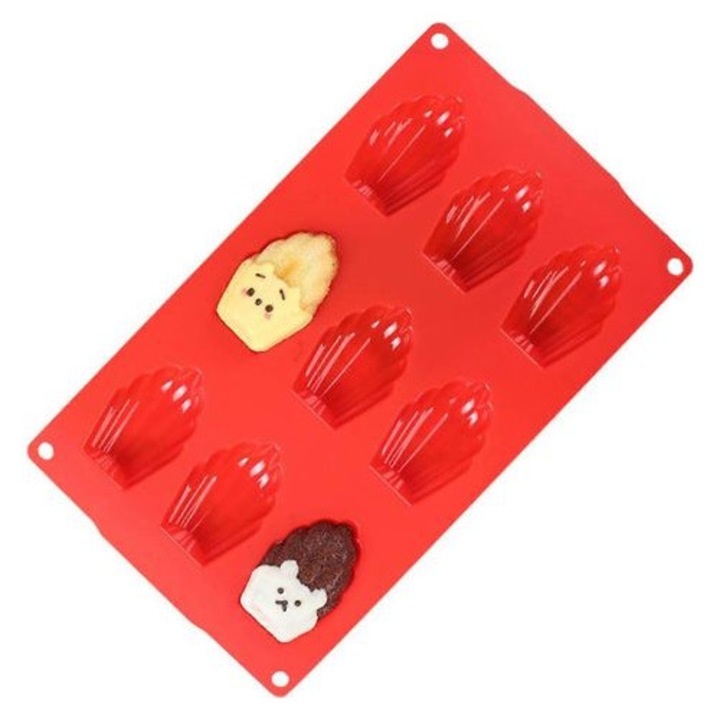 Tava silicon pentru madeleine 9 cavitati, antiaderenta, multicolor, 29x17x1,5cm