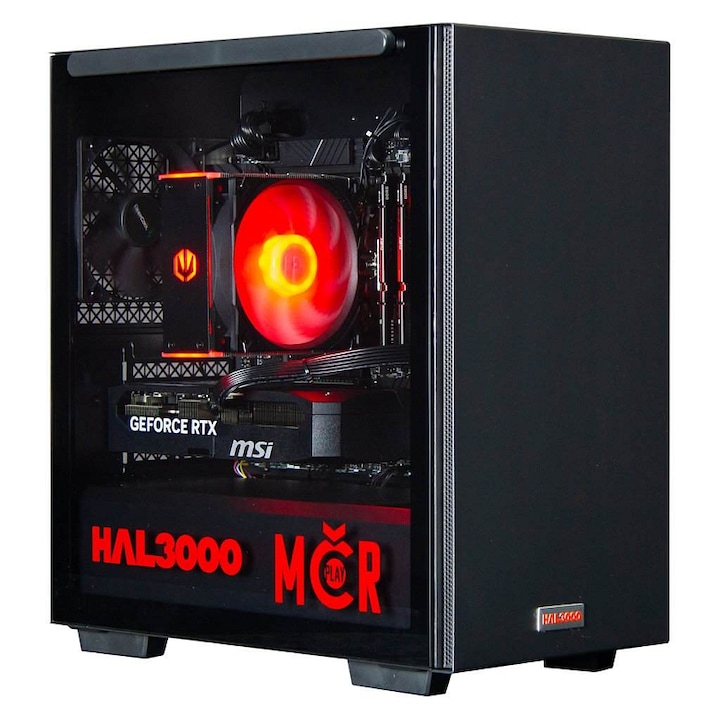 PC gaming HAL3000 MCR Finale, AMD Ryzen 5 7600, 32GB DDR5, GeForce RTX 5070, fekete, 43x40x22.5cm