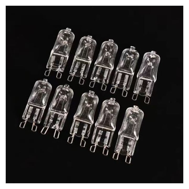 10 db G9 halogén izzó készlet, 25W, meleg fehér, 18x50mm, szabályozható intenzitású