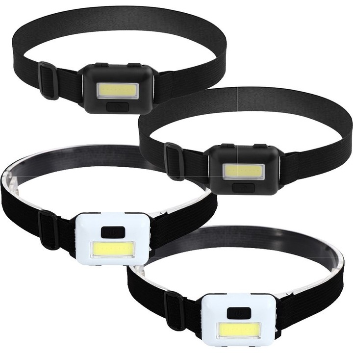 LED fejlámpa, 800 lumen, állítható, fekete-fehér, 4 db-os készlet, 4x állítható