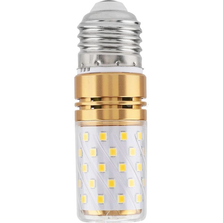LED Izzó E27 12W, kukorica típusú, meleg fényű, hengeres, átlátszó