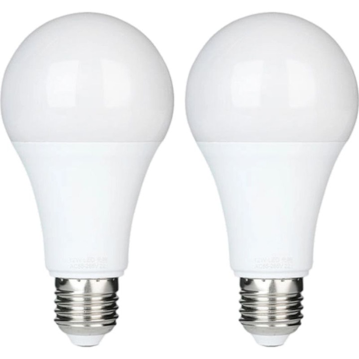 2 db 12W LED izzó készlet, mozgásérzékelő, hideg fehér 6000K, E27, 220V